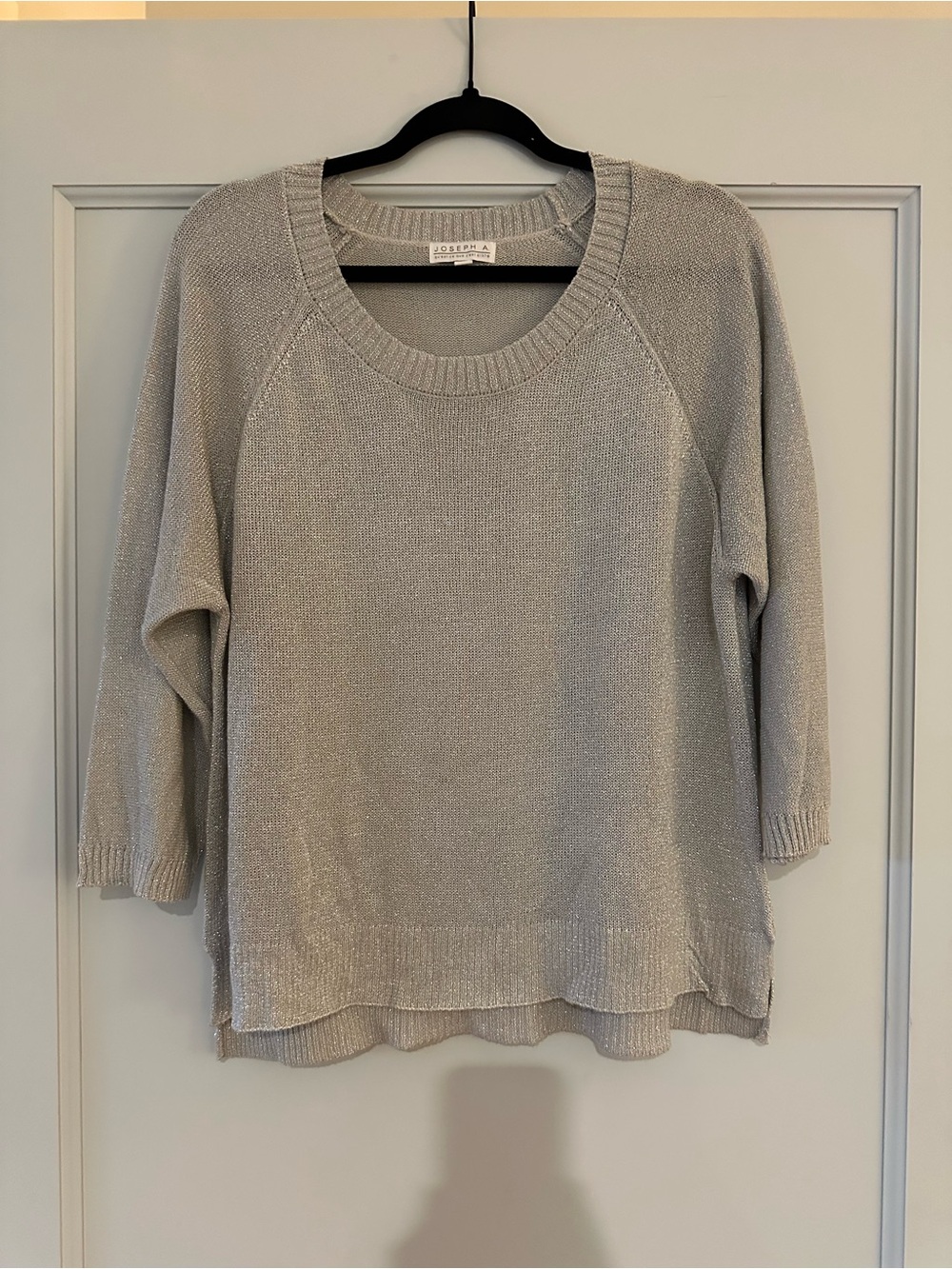 Joseph Silver Metallic Scoopneck Sweater